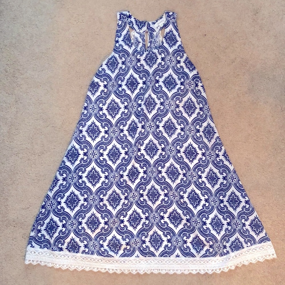 Soieblu Blue & White Sleeveless Dress, Fun & Flirty! Sz-S, Excellent Condition